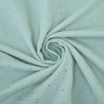 menthe clair | Tissu double gaze de coton, Pois dorés, menthe clair