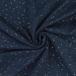 marineblauw | Katoenen mousseline double gauze golden dots, marineblauw