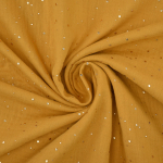 jaune moutarde | Tissu double gaze de coton, Pois dorés, moutarde