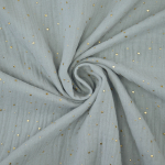 gris argent | Tissu double gaze de coton, Pois dorés, gris argent