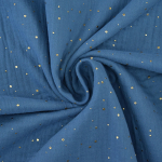 bleu pigeon | Tissu double gaze de coton, Pois dorés, bleu pigeon