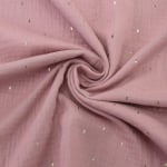 oudroze | Katoenen mousseline double gauze gouden strepen, oudroze