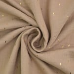 beige | Katoenen mousseline double gauze gouden strepen, beige