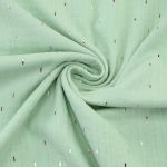 mint | Katoenen mousseline double gauze gouden strepen, mintgroen