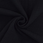 noir | Tissu double gaze de coton look lin, noir