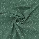 oudgroen | Katoenen mousseline double gauze kleine stippen, oudgroen
