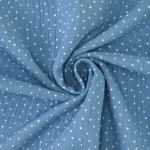 blauwgrijs | Katoenen mousseline double gauze kleine stippen, blauwgrijs