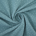 vert gris | Tissu double gaze de coton à pois, vert gris