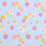 lichtblauw | Katoenen mousseline Pastel Flowers, lichtblauw