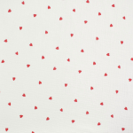 gebroken wit | Katoenen mousseline Polkadot Hearts, rood