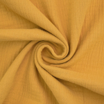 mosterdgeel | Katoenen mousseline double gauze, mosterdgeel