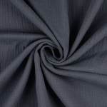 staalblauw | Katoenen mousseline double gauze uni, staalblauw