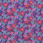 bleu foncé | Tissu coton popeline Fleurs Beautiful Flowers, bleu foncé