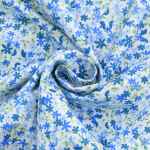 bleu | Tissu coton popeline Confettis de fleurs, bleu