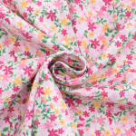 rose fuchsia | Tissu coton popeline Confettis de fleurs, rose fuchsia