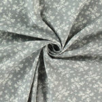 gris | Tissu coton popeline Fleurs Cottage Flowers, gris & blanc