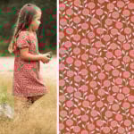 caramel | Tissu coton popeline Fleurs Flower Tendrils, caramel