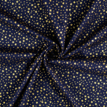 marineblauw | Popeline katoen Golden Stars, marineblauw