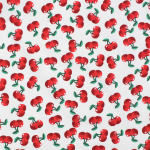 blanc | Tissu coton popeline Cerises, blanc