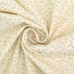 crème | Tissu coton popeline petites branches de Noël, crème