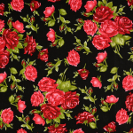 rouge-noir | Tissu coton popeline Lovely Rose, noir - rouge