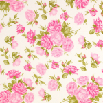 rose fuchsia - blanc | Tissu coton popeline Lovely Rose, blanc - rose fuchsia