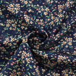 bleu marine | Tissu coton popeline Fleurs mini flowers, bleu marine