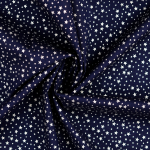 marineblauw | Popeline katoen Silver Stars, marineblauw
