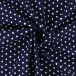 bleu marine | Tissu en coton Étoiles, marine-blanc