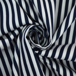 bleu foncé | Tissu coton popeline à rayures, blanc – bleu foncé