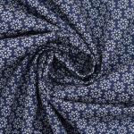 bleu foncé | Tissu en coton The Flowers, bleu foncé
