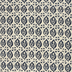 bleu marine | Tissu voile de coton abstrait Fleurs abstract leaves, marine