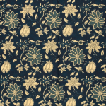 bleu marine | Tissu voile de coton Fleurs Flowers, marine
