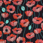 bordeauxrood | Katoenjersey Albstoffe Hamburger Liebe Wonderland Poppies, bordeauxrood