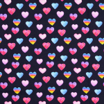 bleu marine | Tissu jersey de coton Coeurs Coloured Hearts, bleu marine