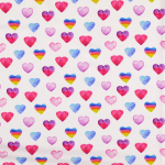 blanc cassé | Tissu jersey de coton Coeurs Coloured Hearts, blanc cassé