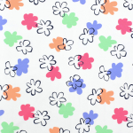 blanc cassé | Tissu jersey de coton Fleurs Flower Art, blanc cassé