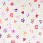 ecru | Cotton jersey Glitter Happy Faces, ecru melange