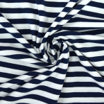 marineblau | Baumwolljersey Grosse Streifenliebe, marine - weiß