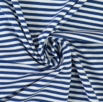 donkerblauw | Katoenjersey little stripe love, donkerblauw - wit