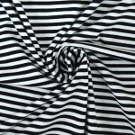zwart | Katoenjersey little stripe love, zwart - wit