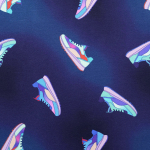 bleu foncé | Tissu jersey de coton Sneakers Love, bleu foncé