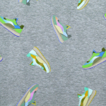 gris chiné | Tissu jersey de coton Sneakers Love, gris chiné