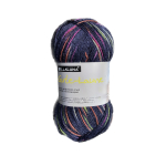 bleu foncé-fuchsia | Pelote de laine à chaussettes laine vierge & polyamide BellaLana Gute Laune 100gr, bleu foncé-rose