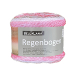 blanc-rouge | Pelote de laine douce coton recyclé & polyacrylique BellaLana Regenbogen 150g, blanc-rouge