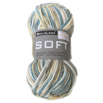 petrol - geel | BellaLana wol SOFT  50gr. , petrol- geel