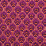bessenkleurig | Gecoate katoen oriental flowers, bessenkleurig