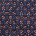 marineblauw | Gecoate katoen oriental flowers, marineblauw