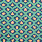 bleu pétrole | Tissu enduit coton déperlant Vintage Rétro Ornaments, bleu pétrole