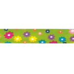 groen | Biaisband bloemen, 3 m., appelgroen